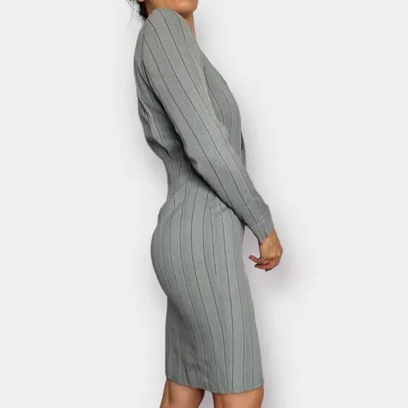 Vintage 90s Tahari Gray Black Striped Blazer Dress - Picture 6 of 7